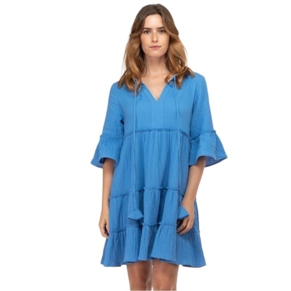 BTFL-life Dresses & Skirts - BTFL-life Blue Angel Gauze Tier Dress